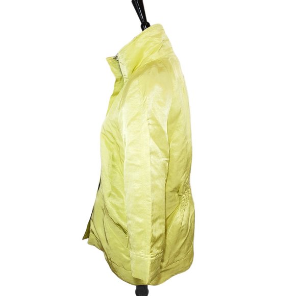 ♦️5/$20 Charter Club Pale Yellow Linen Blend Zip-Up Jacket - Picture 4 of 7